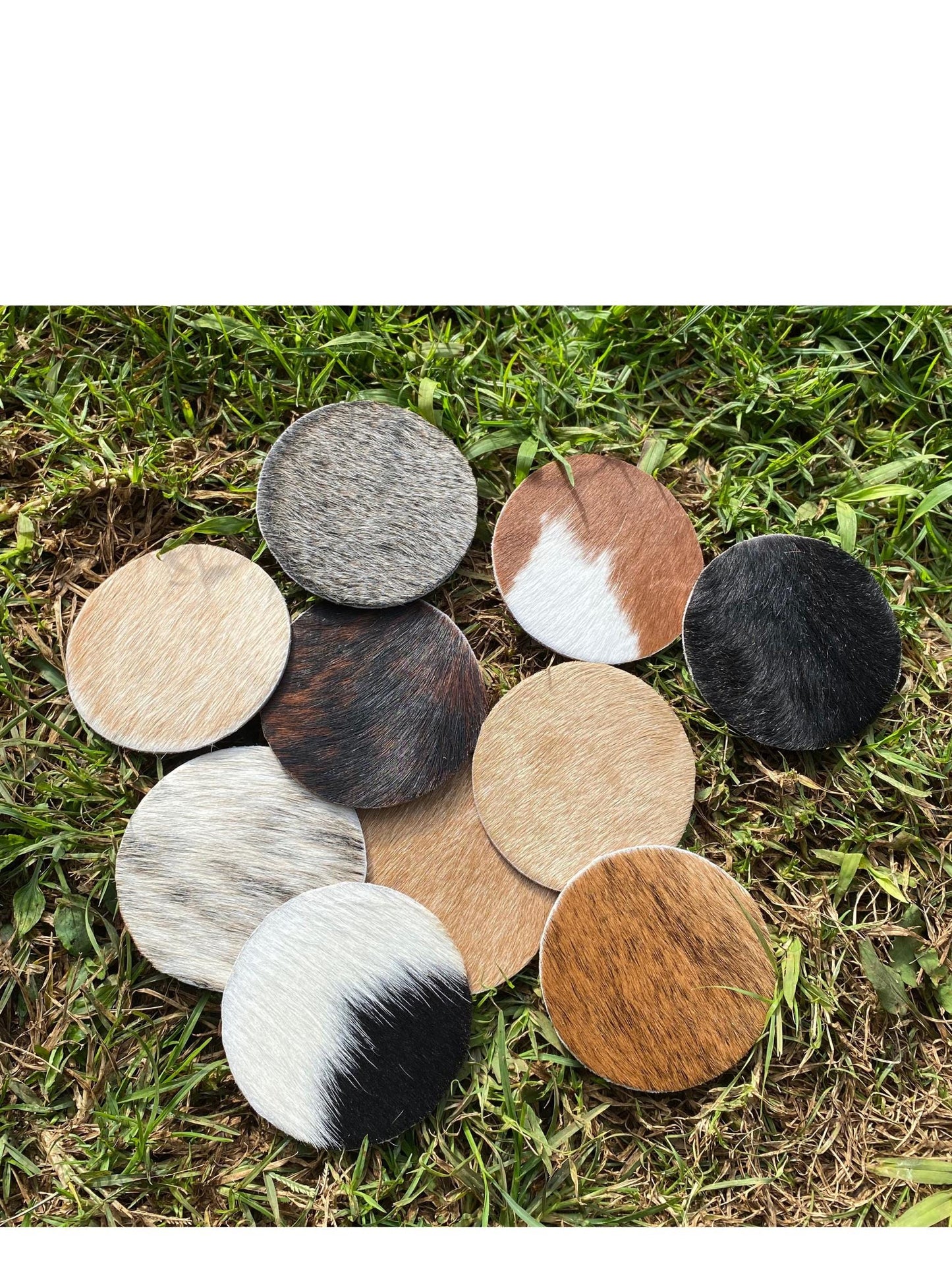 5 Assorted Handmade Western Genuine Cowhide coasters