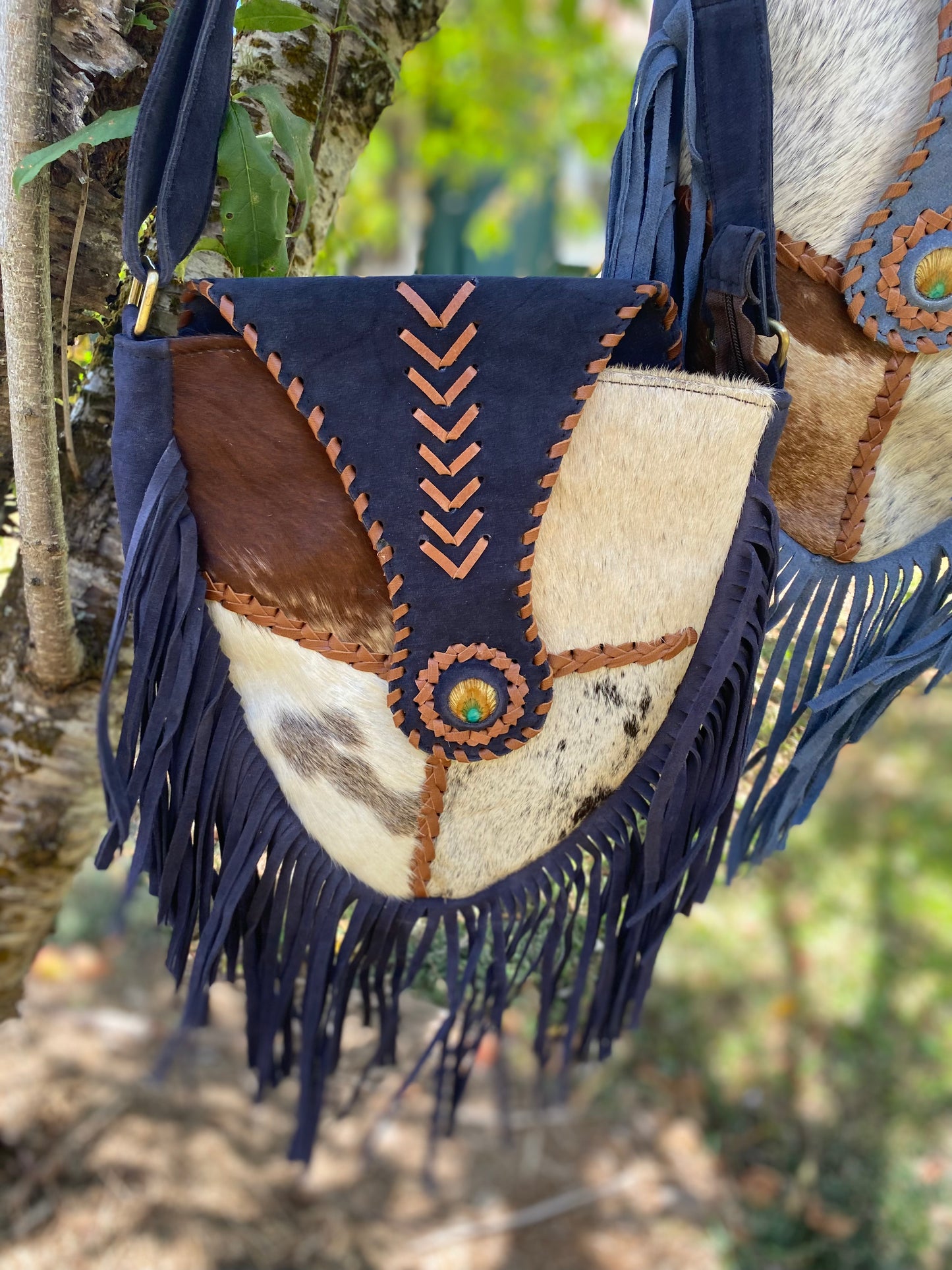 Cowhide x Leather Crossbody Purse- Available for a limited time only